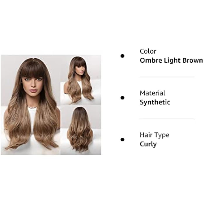 DILLARDS Haircube Long Brown Wigs For Women Wig, Synthetic Curly Hair Wig With Fringe 24 Inches - Image 4